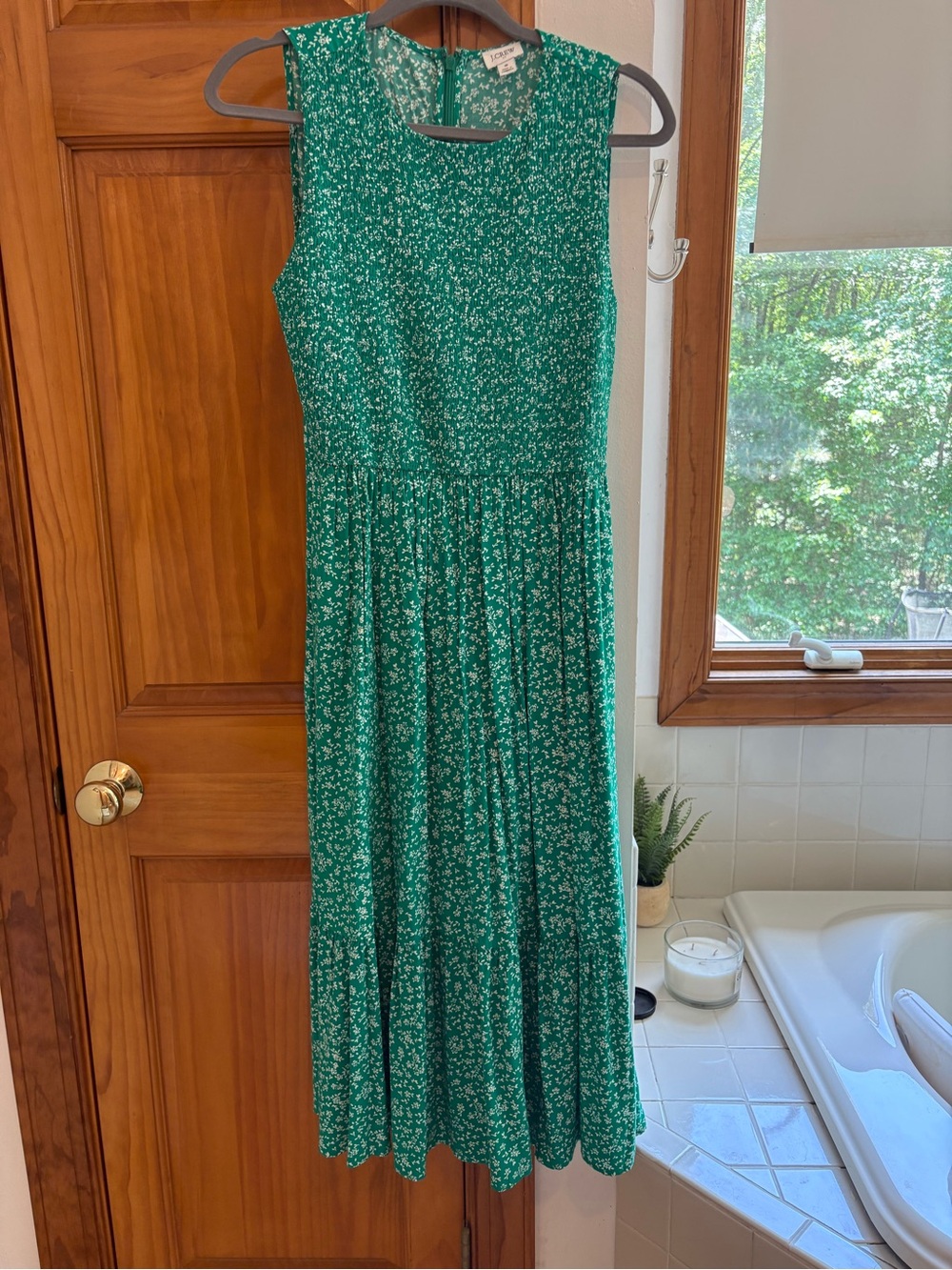 Sleeveless Green Floral Midi Dress